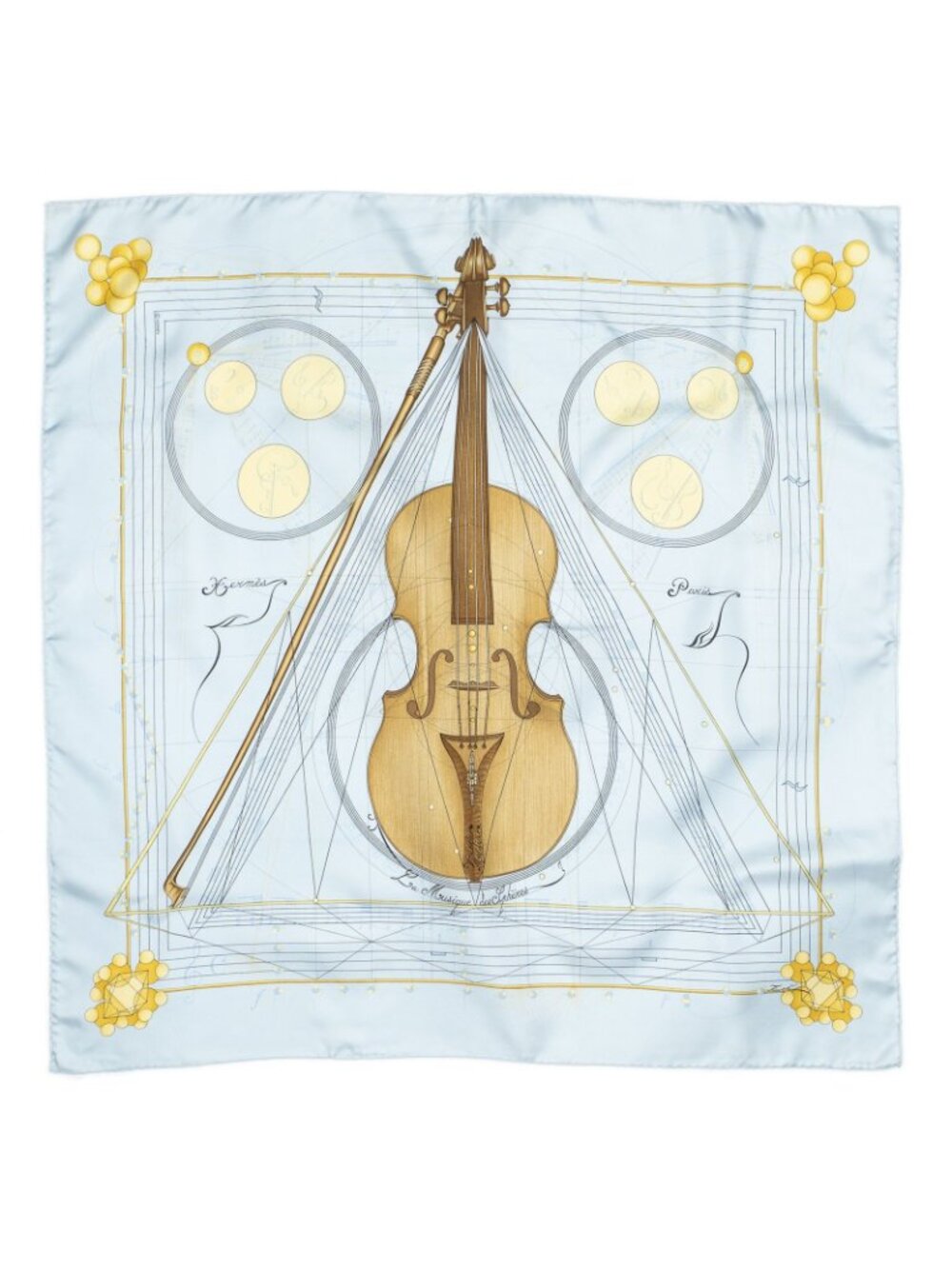 Hermes Scarf Light Blue Brown Silk - Picture 2 of 5